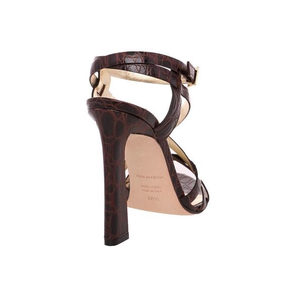 New DSQUARED2 US 8 Women Shoes Brown Croc Embossed Leather High Heel Sandals - Picture 8 of 12